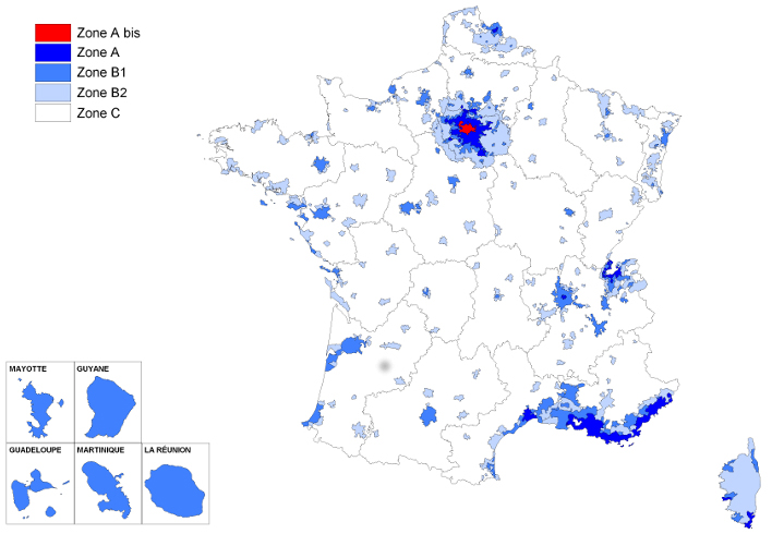 localisation des zones éligibles au régime Pinel